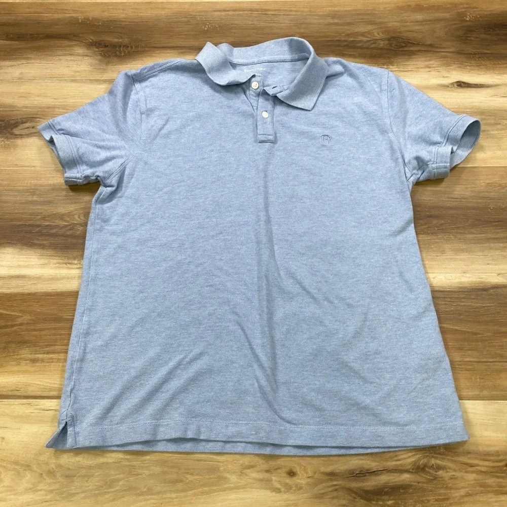 Banana Republic Polo Shirt Mens Large Slim Fit Pique Organic Cotton Blue Classic